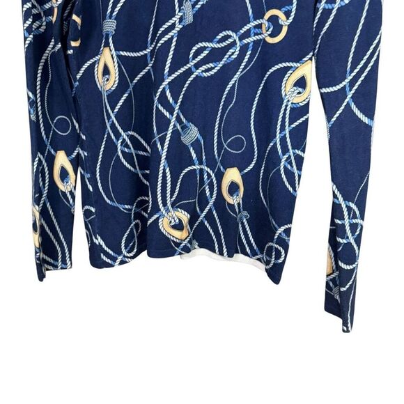 J McLaughlin navy blue nautical rope‎ knot print Catalina shirt size Small - Picture 3 of 7